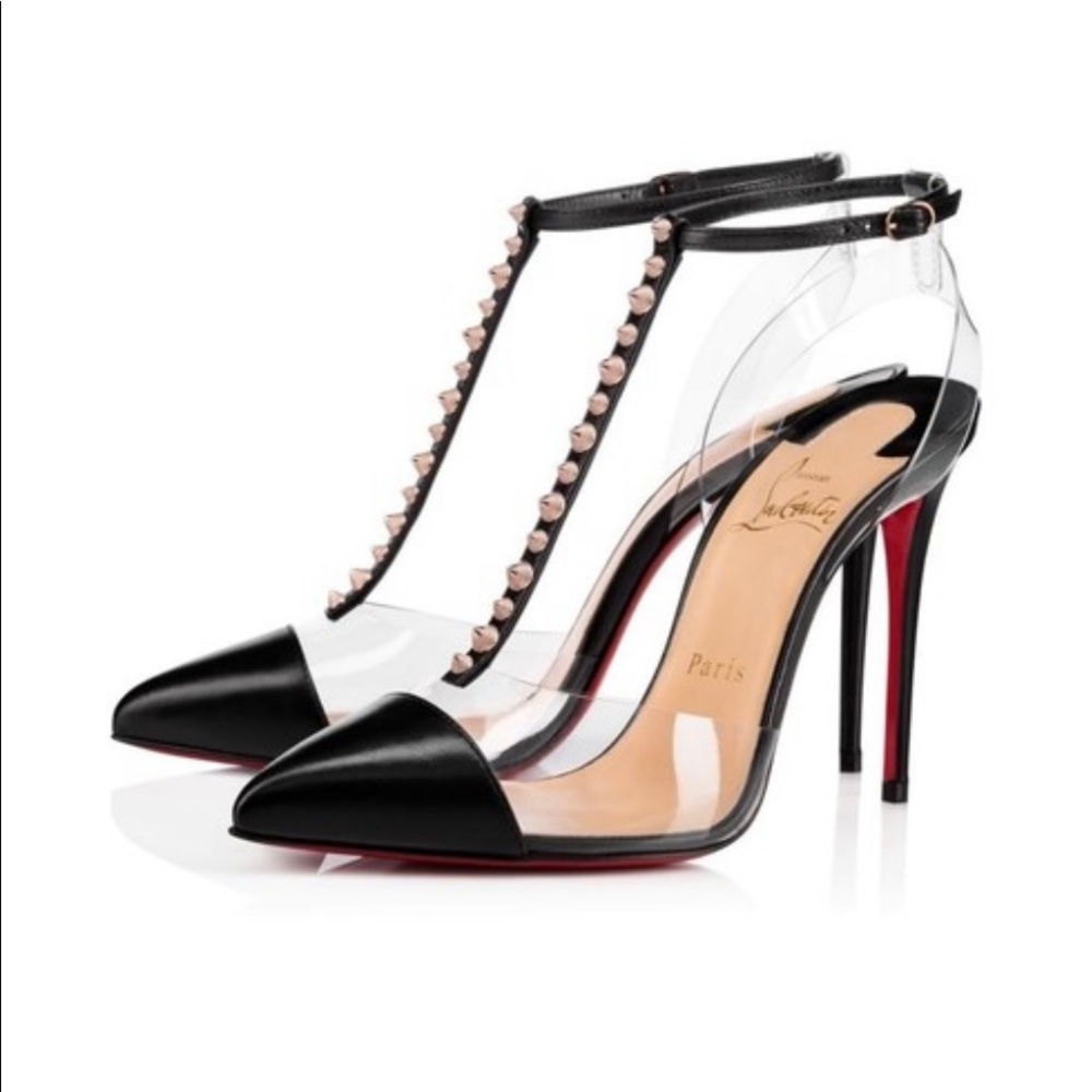 Christian Louboutin
Black Nosy Spikes Leather Pvc Rose Gold Stiletto 41 Pumps